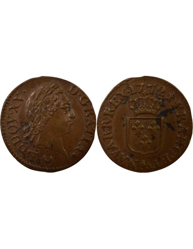 Louis XV A la Vieille Tête 1 liard Cuivre 1772 AA Metz