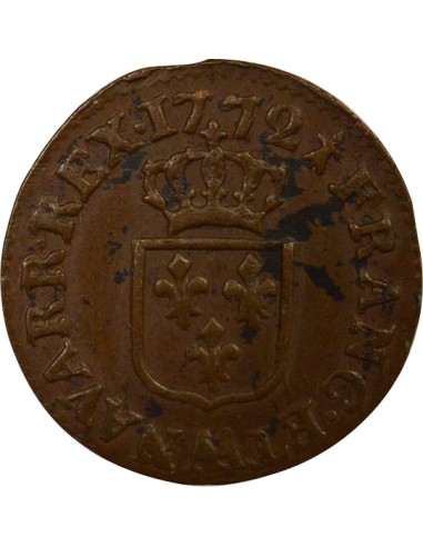 Louis XV A la Vieille Tête 1 liard Cuivre 1772 AA Metz