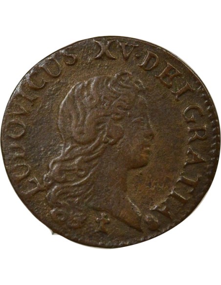 Louis XV au Buste enfantin 1 liard Cuivre 1721 S Reims