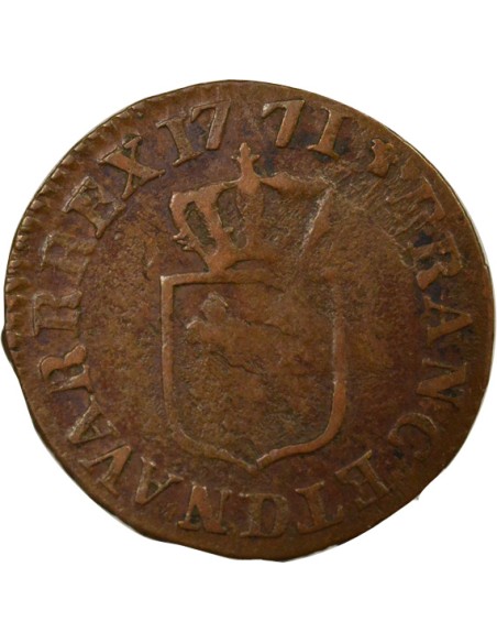 Louis XV A la Vieille Tête 1 liard Cuivre 1771 D Lyon