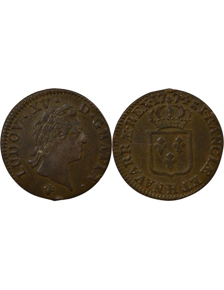 Louis XV A la Vieille Tête 1 sol Cuivre 1774 H La Rochelle