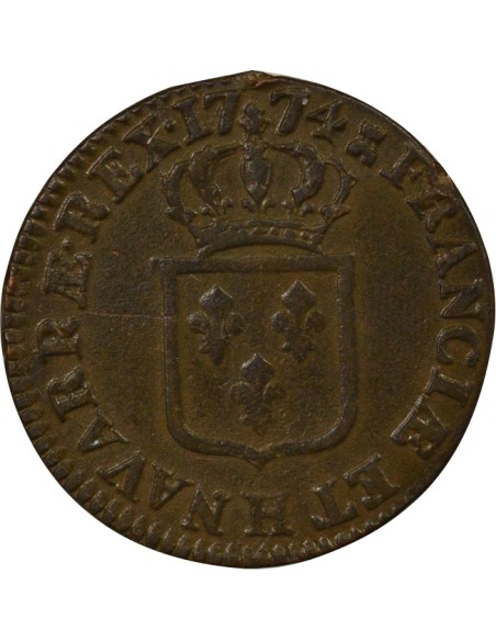 Louis XV A la Vieille Tête 1 sol Cuivre 1774 H La Rochelle