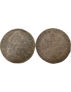 Louis XIV aux Huit L 1/2 écu Argent 1708 T Nantes