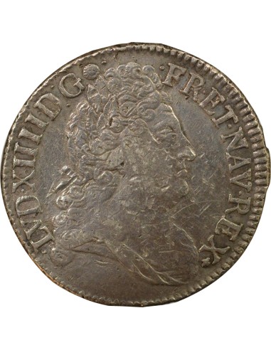 Louis XIV aux Huit L 1/2 écu Argent 1708 T Nantes