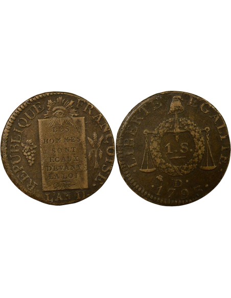 A la Balance 1 sol Métal de Cloche 1793 D Lyon