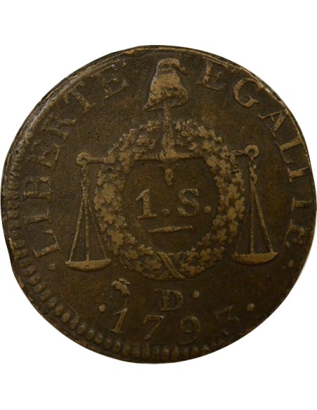 A la Balance 1 sol Métal de Cloche 1793 D Lyon