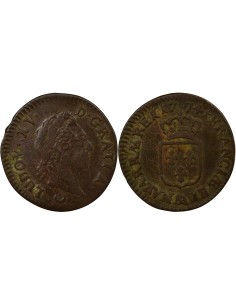 Louis XV A la Vieille Tête 1/2 sol Cuivre 1774 AA Metz