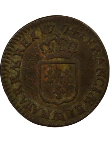 Louis XV A la Vieille Tête 1/2 sol Cuivre 1774 AA Metz
