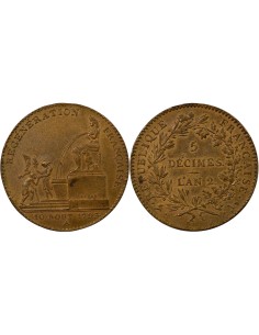 Fontaine d'Isis 5 décimes Cuivre 1793 Soho