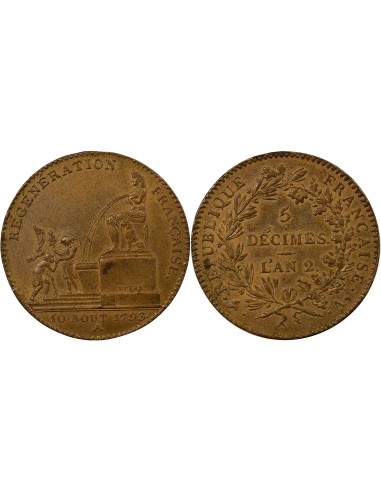 Fontaine d'Isis 5 décimes Cuivre 1793 Soho