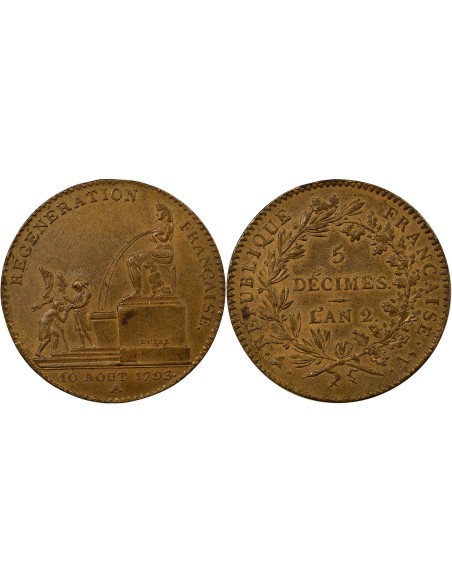 Fontaine d'Isis 5 décimes Cuivre 1793 Soho