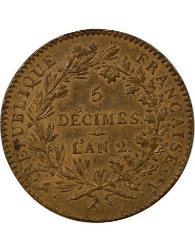 Fontaine d'Isis 5 décimes Cuivre 1793 Soho