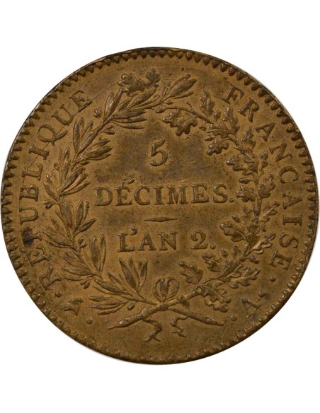 Fontaine d'Isis 5 décimes Cuivre 1793 Soho