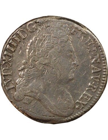 Louis XIV aux Huit L 1/2 écu Argent 1708 T Nantes