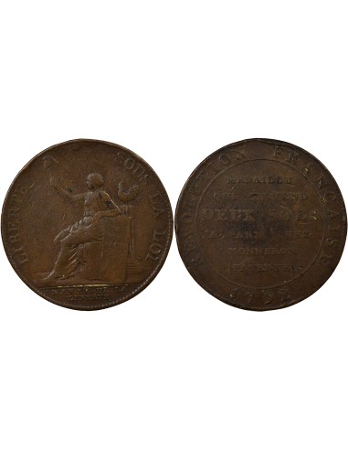 A la Liberté 2 sols Bronze 1792 Soho