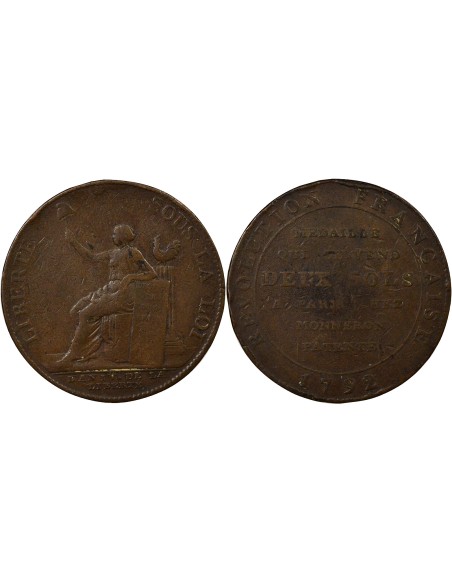 A la Liberté 2 sols Bronze 1792 Soho