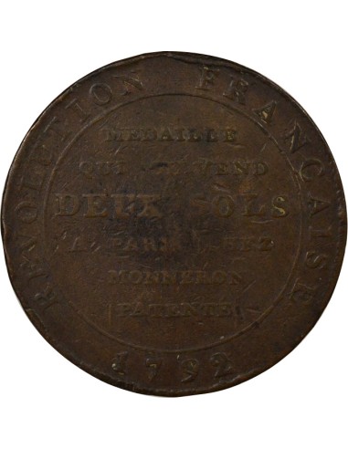 A la Liberté 2 sols Bronze 1792 Soho