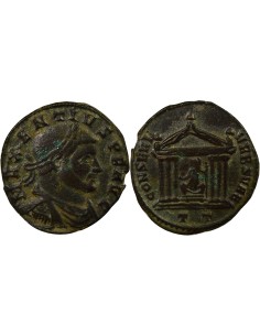 Rome Empire Maxence Temple Hexastyle 1 ae Cuivre 307-308 Ticinum