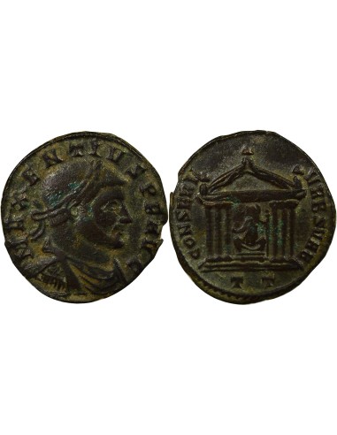 Rome Empire Maxence Temple Hexastyle 1 ae Cuivre 307-308 Ticinum