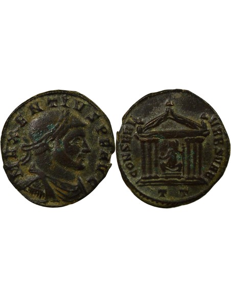 Rome Empire Maxence Temple Hexastyle 1 ae Cuivre 307-308 Ticinum