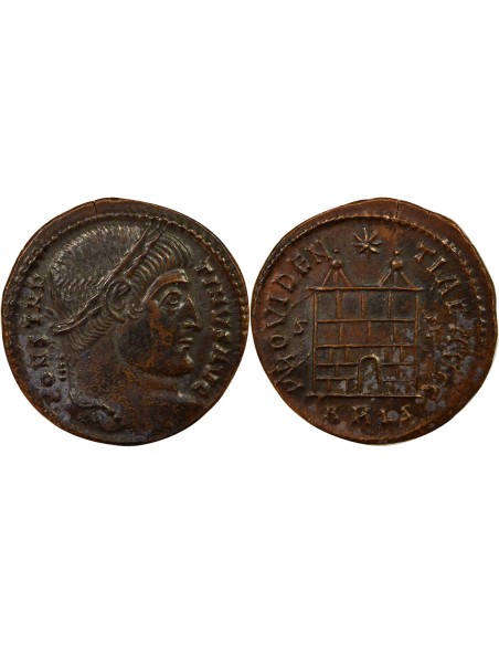 Rome Empire Constantin Ier Porte de Camp 1 nummus Cuivre 327-328 Arles