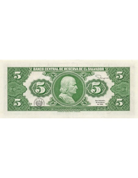 El Salvador 5 colones 1988