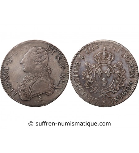 LOUIS XVI - ECU AUX BRANCHES D'OLIVIER 1783 A PARIS