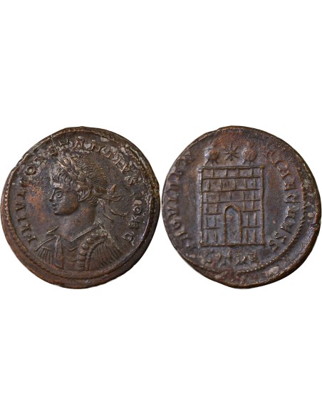Rome Empire Constance II Porte de Camp 1 nummus Cuivre 327-328 Trèves