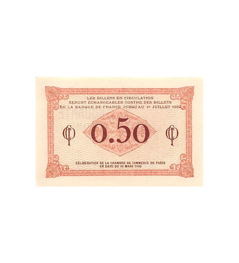 Chambre De Commerce De Paris - 50 Centimes 1920