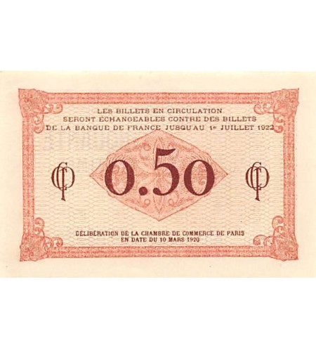 Chambre De Commerce De Paris - 50 Centimes 1920