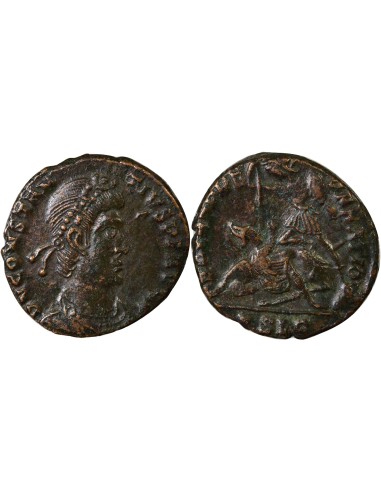 Rome Empire Constance II Soldat terrassant Cavalier 1 maiorina Cuivre 353-354 D Lyon