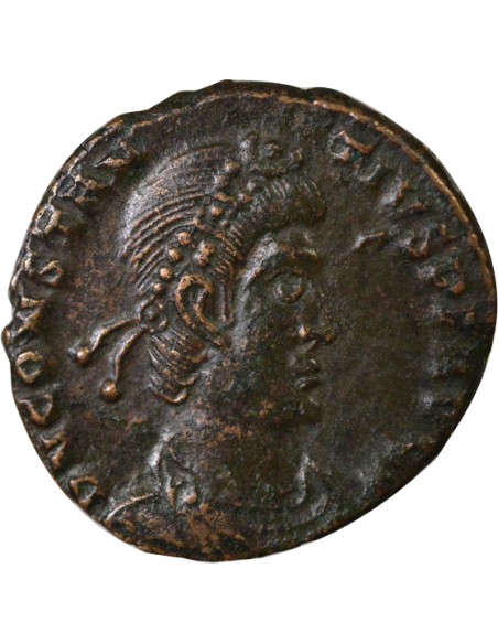 Rome Empire Constance II Soldat terrassant Cavalier 1 maiorina Cuivre 353-354 D Lyon