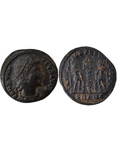 Rome Empire Constance II Soldats & Etendard 1 nummus Cuivre 337-341 Antioche