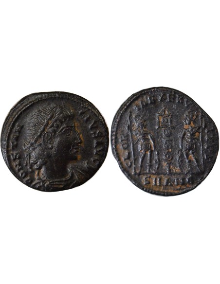 Rome Empire Constance II Soldats & Etendard 1 nummus Cuivre 337-341 Antioche