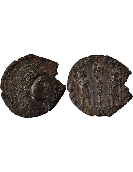 Rome Empire Constant Ier Soldats & Etendard 1 nummus Cuivre 340 Trèves