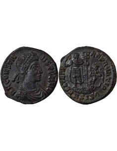 Rome Empire Constant Ier Empereur sur Galère 1 nummus Cuivre 348-350 Siscia