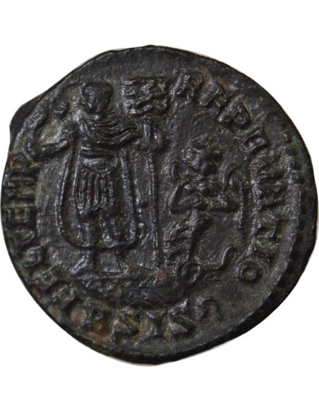Rome Empire Constant Ier Empereur sur Galère 1 nummus Cuivre 348-350 Siscia