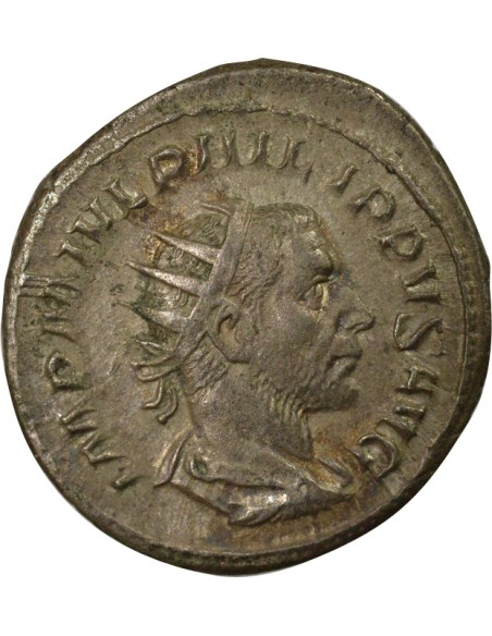 Rome Empire Philippe Ier l'Arabe Virtus assis 1 antoninien Billon 244 R Rome
