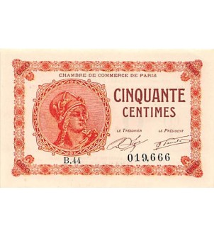 Chambre De Commerce De Paris - 50 Centimes 1920