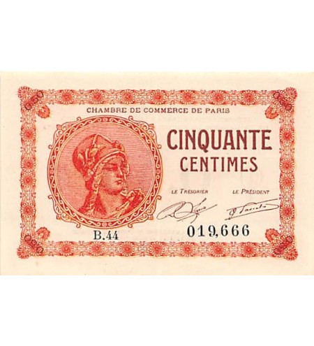 Chambre De Commerce De Paris - 50 Centimes 1920