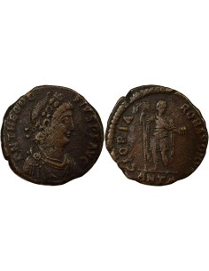 Rome Empire Théodose Ier Empereur au Labarum 1 nummus Cuivre 392-395 Antioche