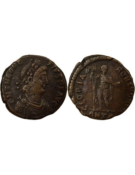 Rome Empire Théodose Ier Empereur au Labarum 1 nummus Cuivre 392-395 Antioche