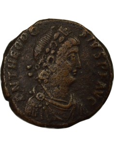Rome Empire Théodose Ier Empereur au Labarum 1 nummus Cuivre 392-395 Antioche 2