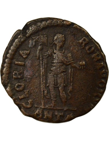 Rome Empire Théodose Ier Empereur au Labarum 1 nummus Cuivre 392-395 Antioche