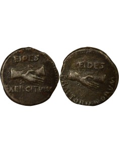 République Romaine Mains Jointes 1 denier Bronze Argenté 69