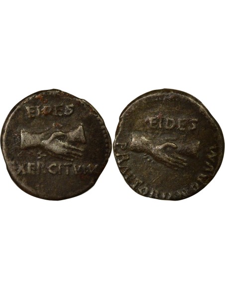 République Romaine Mains Jointes 1 denier Bronze Argenté 69