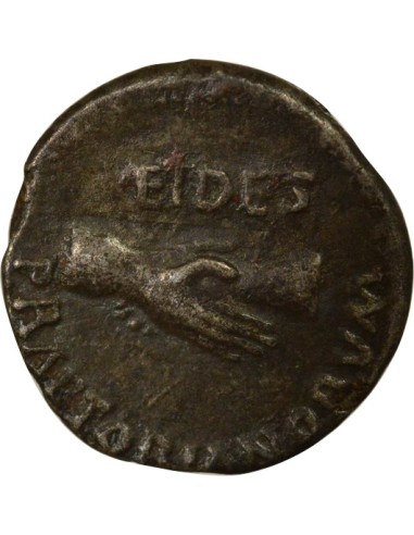 République Romaine Mains Jointes 1 denier Bronze Argenté 69