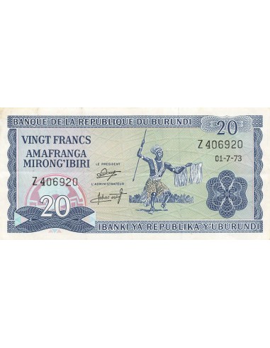 Burundi 20 francs 1973