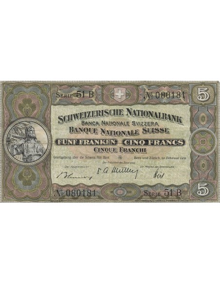 Suisse 5 francs 1951