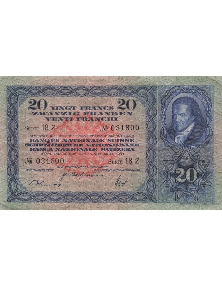 Suisse 20 francs 1944